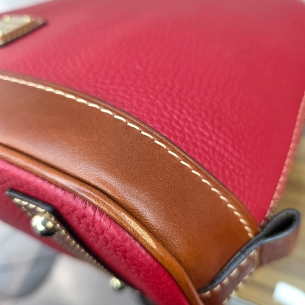 Dooney & Bourke Zip Zip Domed Satchel Crossbody Bag Red Pebbled Leather Purse - Picture 6 of 11